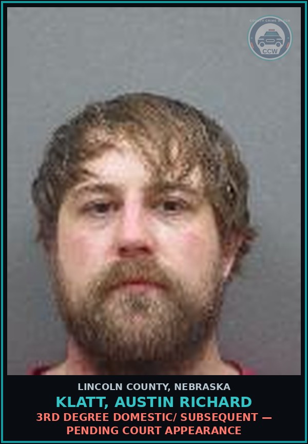 Booking mugshot of Klatt, Austin Richard in Lincoln County