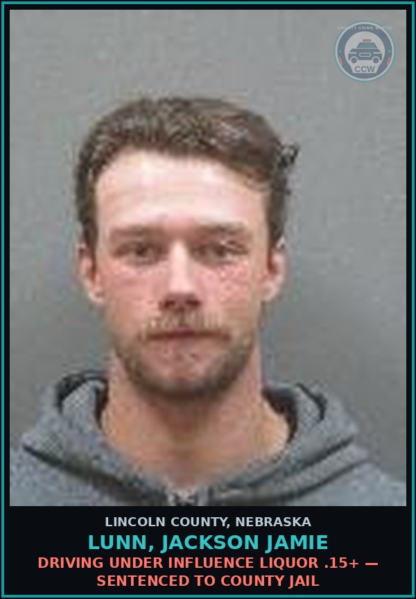 Booking mugshot of Lunn, Jackson Jamie in Lincoln County