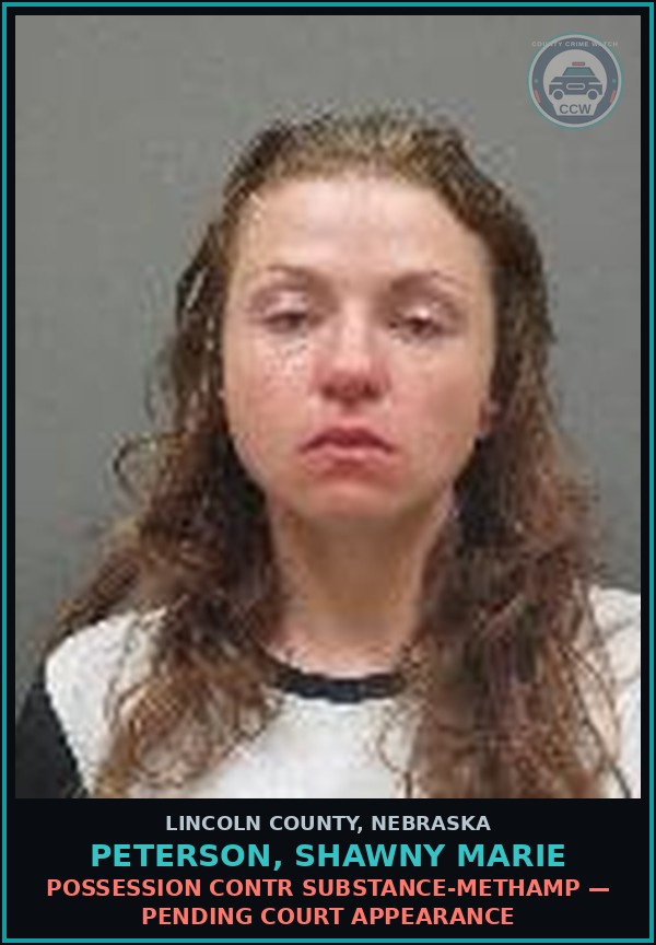 Booking mugshot of Peterson, Shawny Marie in Lincoln County