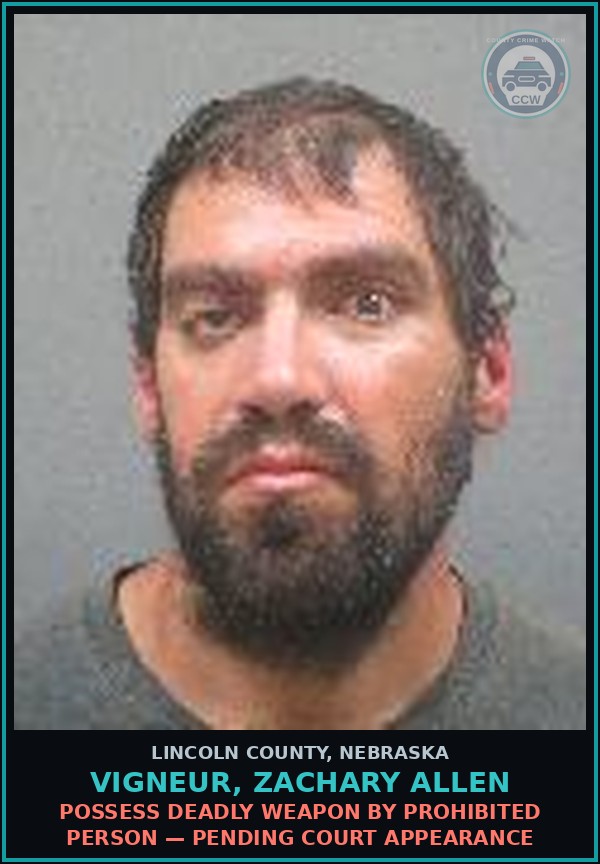 Booking mugshot of Vigneur, Zachary Allen in Lincoln County