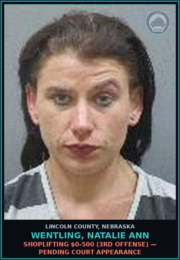 Booking mugshot of Wentling, Natalie Ann in Lincoln County