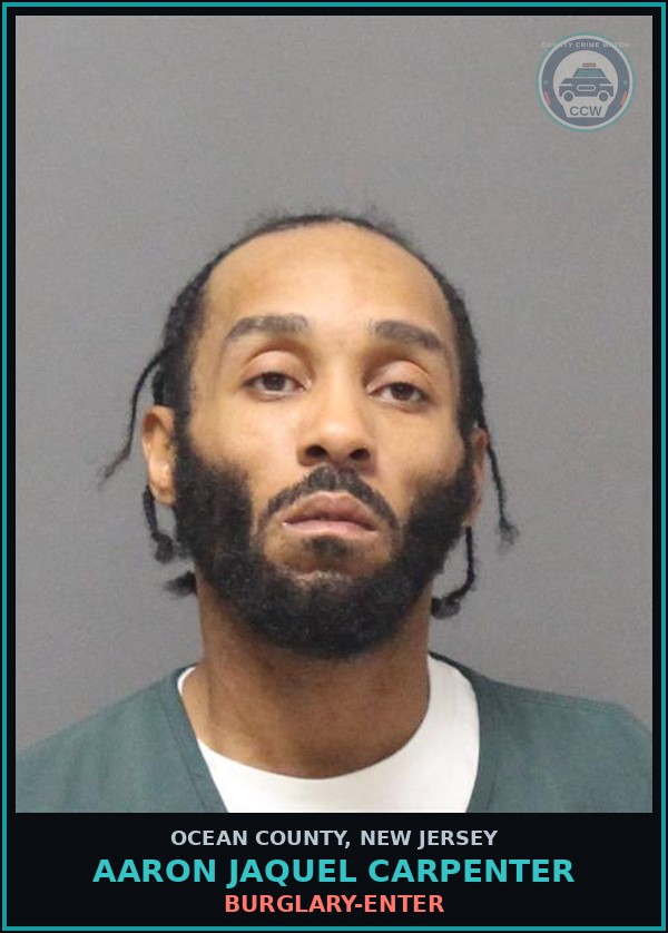 Booking mugshot of AARON JAQUEL CARPENTER in Ocean County