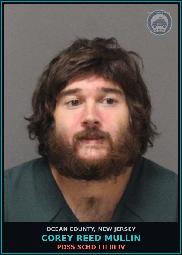 Booking mugshot of COREY REED MULLIN in Ocean County
