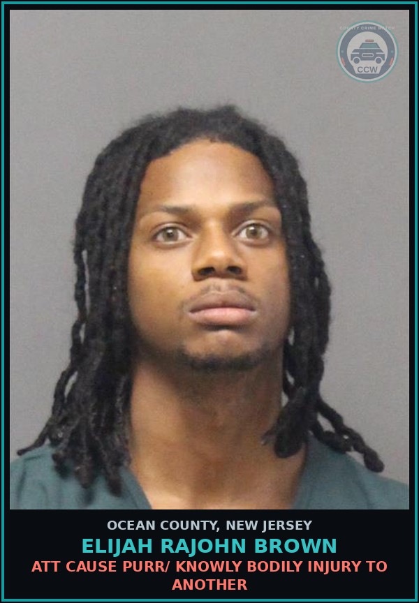 Booking mugshot of ELIJAH RAJOHN BROWN in Ocean County