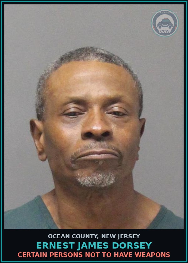 Booking mugshot of ERNEST JAMES DORSEY in Ocean County