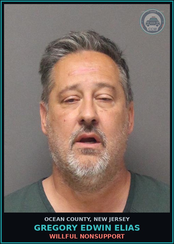 Booking mugshot of GREGORY EDWIN ELIAS in Ocean County