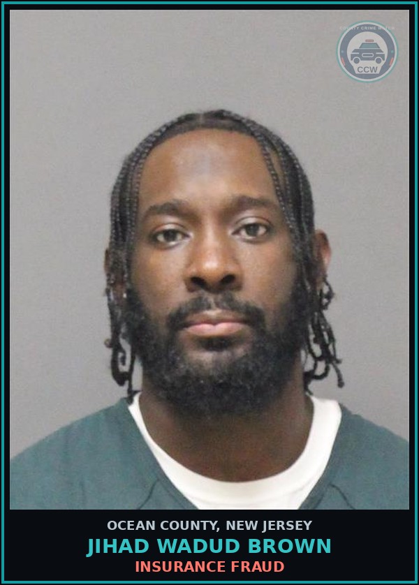 Booking mugshot of JIHAD WADUD BROWN in Ocean County