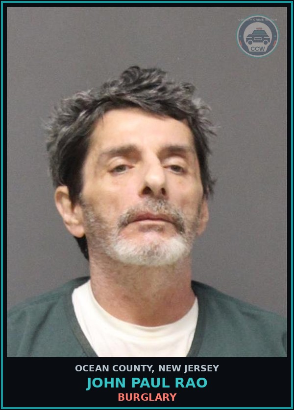 Booking mugshot of JOHN PAUL RAO in Ocean County