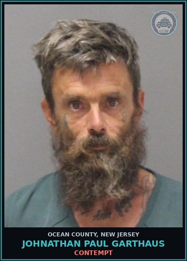 Booking mugshot of JOHNATHAN PAUL GARTHAUS in Ocean County
