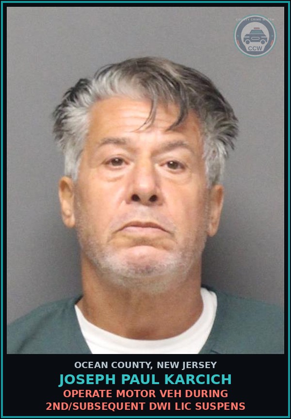 Booking mugshot of JOSEPH PAUL KARCICH in Ocean County