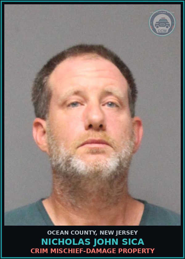 Booking mugshot of NICHOLAS JOHN SICA in Ocean County