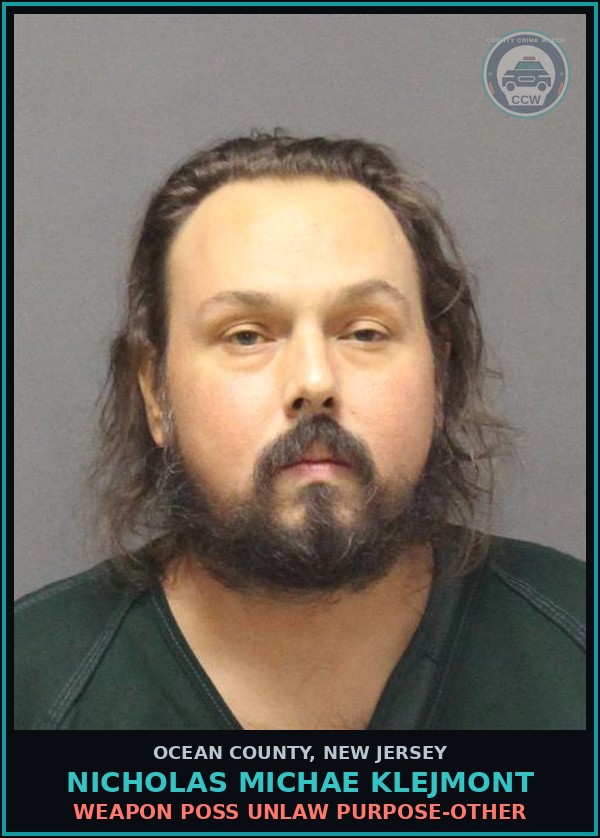 Booking mugshot of NICHOLAS MICHAE KLEJMONT in Ocean County