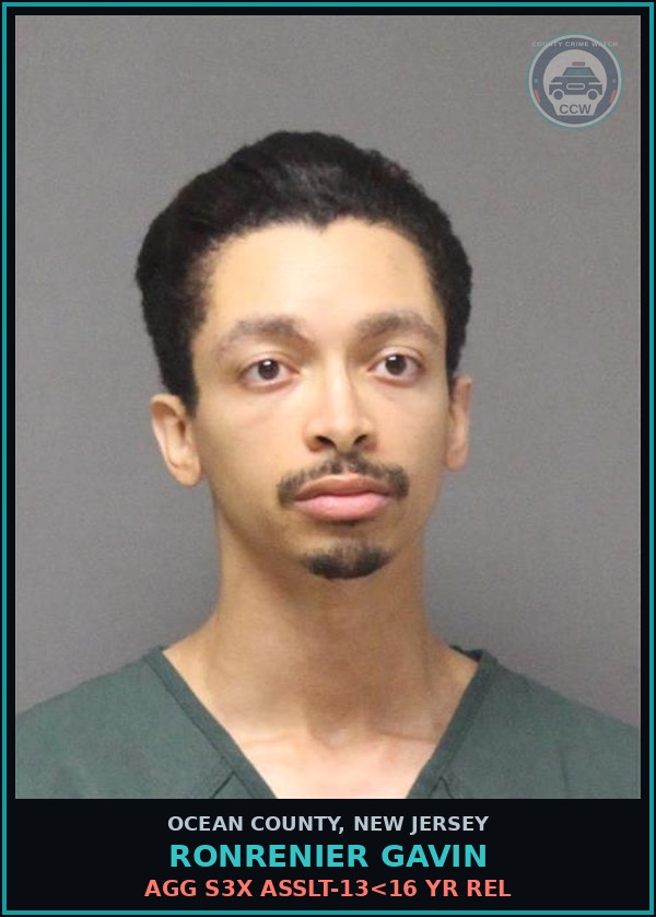 Booking mugshot of RONRENIER GAVIN in Ocean County