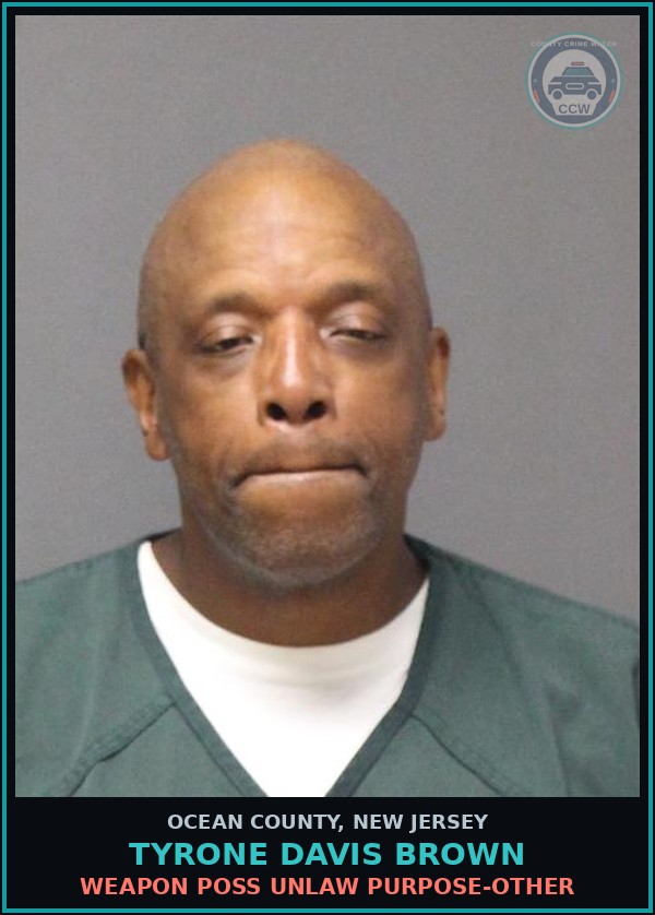 Booking mugshot of TYRONE DAVIS BROWN in Ocean County