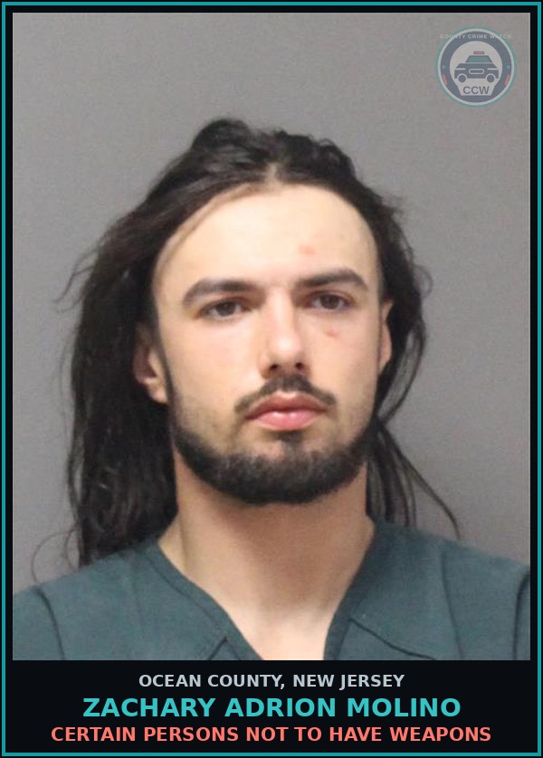 Booking mugshot of ZACHARY ADRION MOLINO in Ocean County