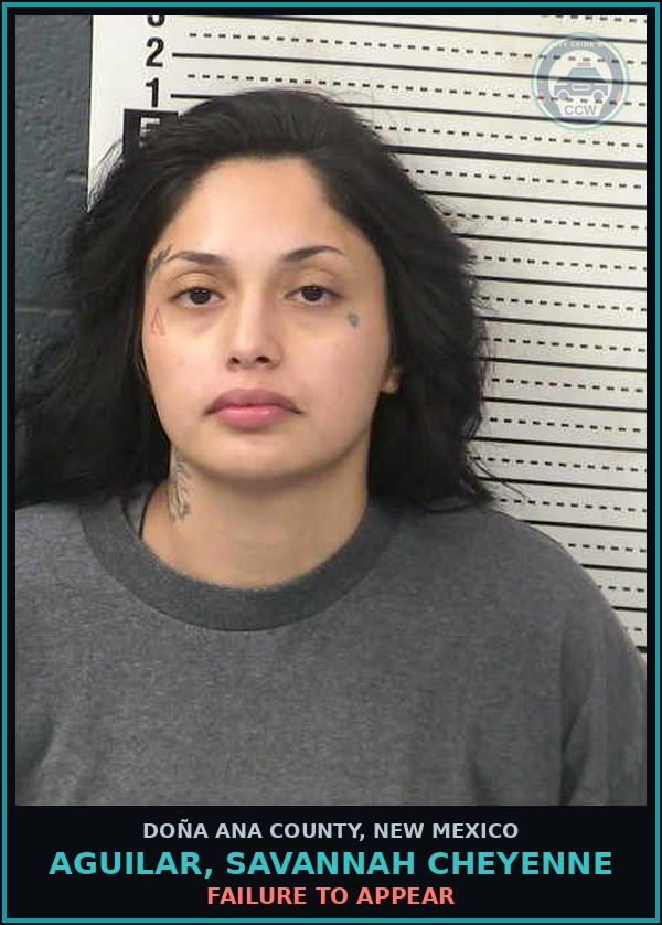 Booking mugshot of Aguilar, Savannah Cheyenne in Doña Ana County