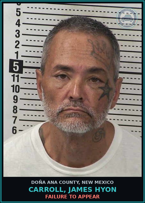 Booking mugshot of Carroll, James Hyon in Doña Ana County
