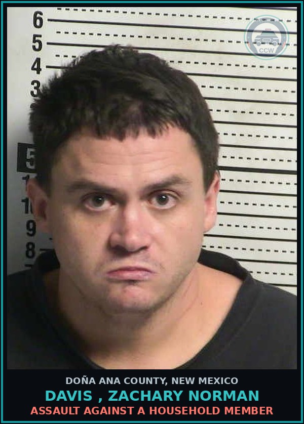 Booking mugshot of Davis , Zachary Norman in Doña Ana County