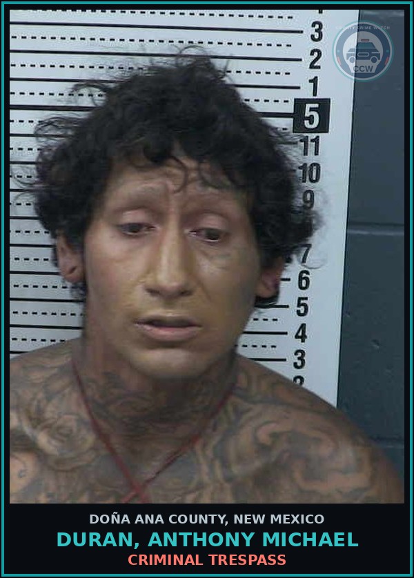Booking mugshot of Duran, Anthony Michael in Doña Ana County