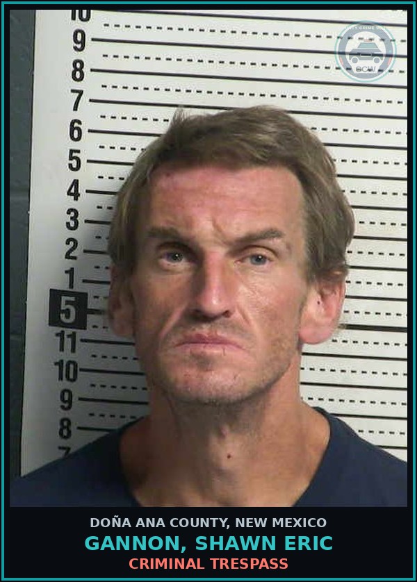 Booking mugshot of Gannon, Shawn Eric in Doña Ana County