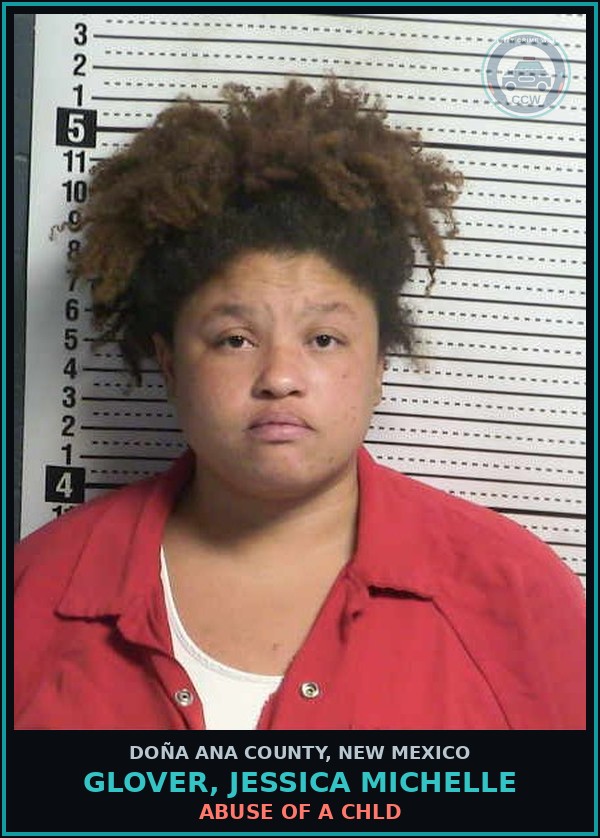 Booking mugshot of Glover, Jessica Michelle in Doña Ana County