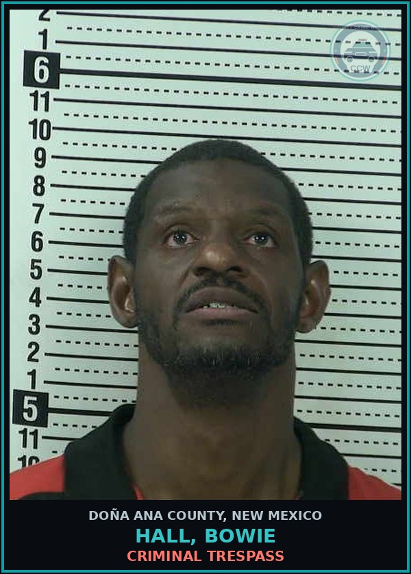 Booking mugshot of Hall, Bowie in Doña Ana County