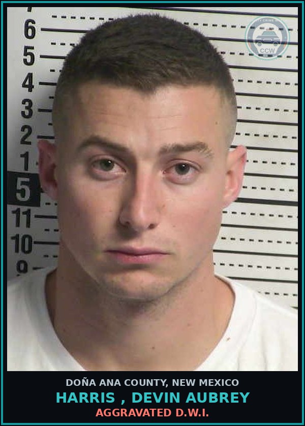 Booking mugshot of Harris , Devin Aubrey in Doña Ana County
