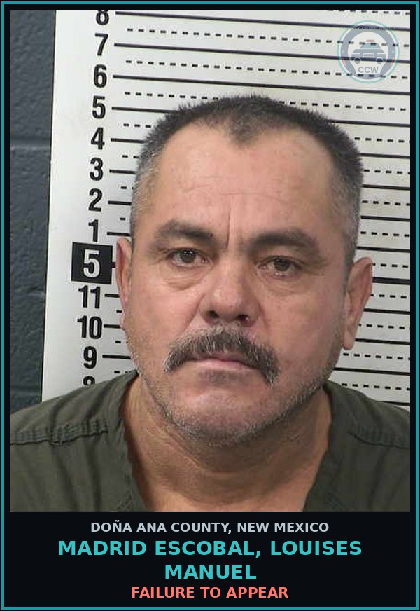 Booking mugshot of Madrid Escobal, Louises Manuel in Doña Ana County