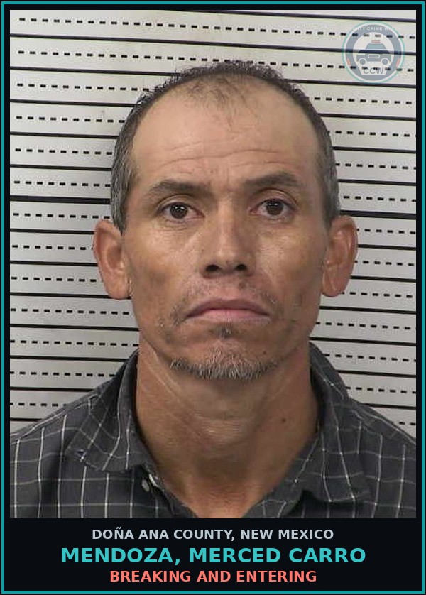 Booking mugshot of Mendoza, Merced Carro in Doña Ana County
