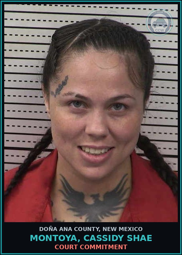Booking mugshot of Montoya, Cassidy Shae in Doña Ana County