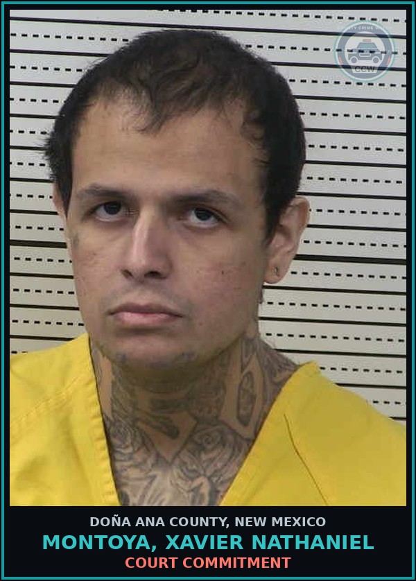 Booking mugshot of Montoya, Xavier Nathaniel in Doña Ana County