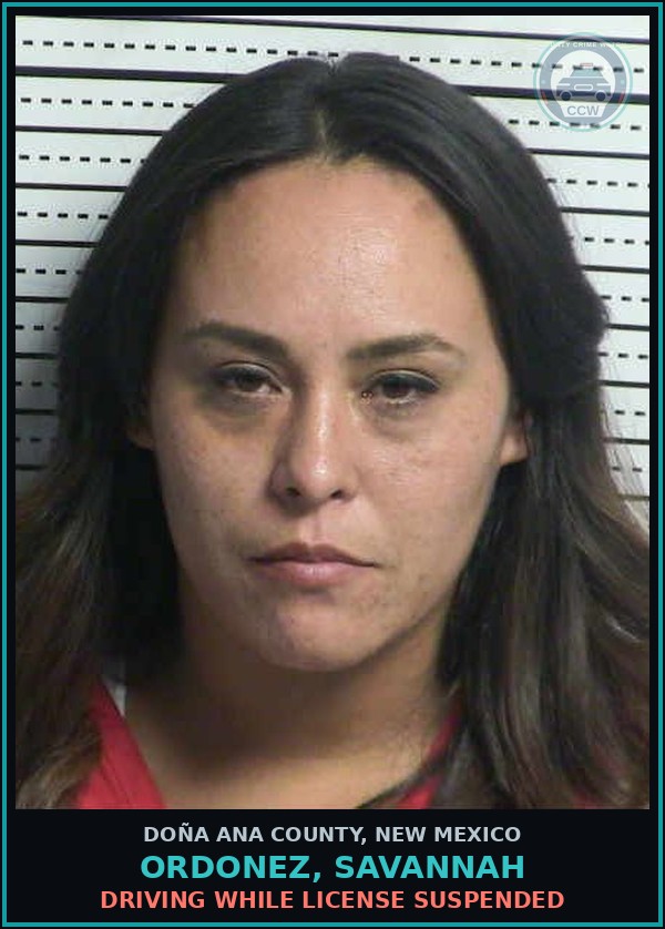 Booking mugshot of Ordonez, Savannah in Doña Ana County
