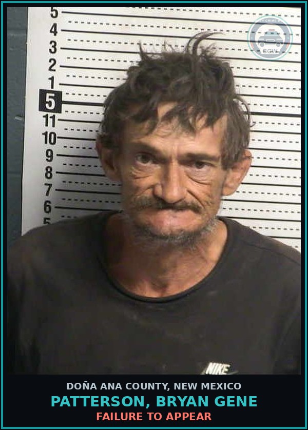 Booking mugshot of Patterson, Bryan Gene in Doña Ana County
