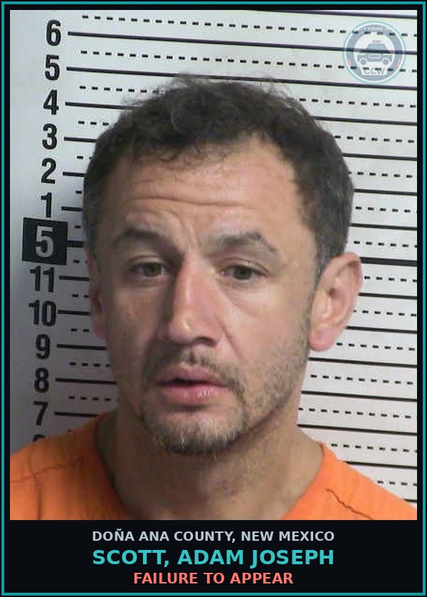 Booking mugshot of Scott, Adam Joseph in Doña Ana County