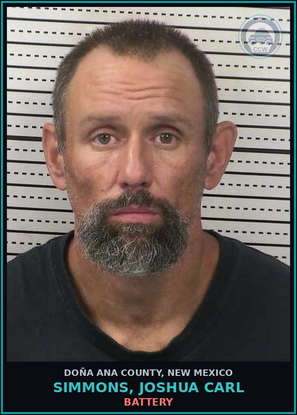 Booking mugshot of Simmons, Joshua Carl in Doña Ana County