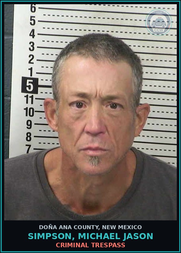 Booking mugshot of Simpson, Michael Jason in Doña Ana County