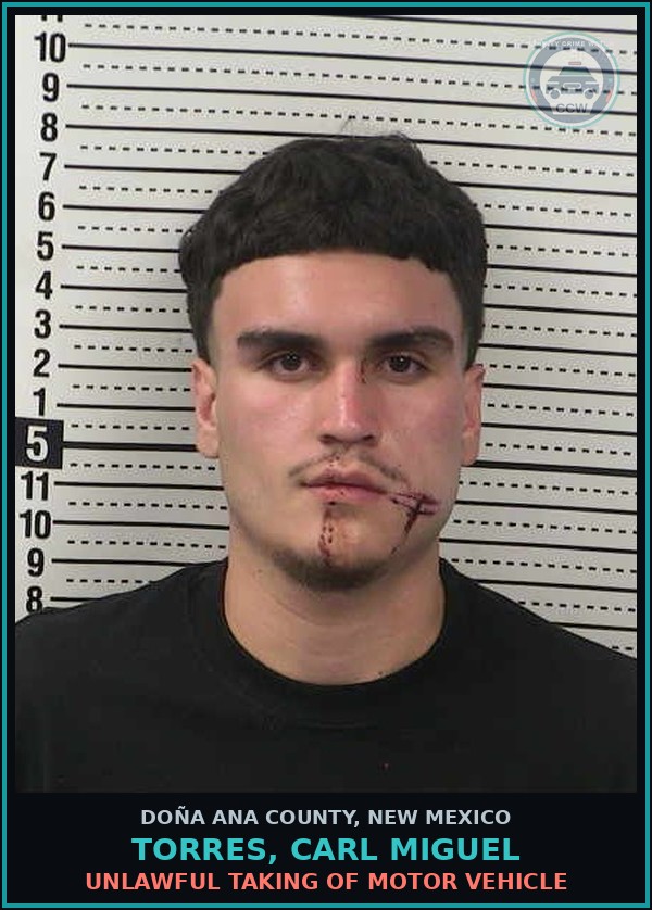 Booking mugshot of Torres, Carl Miguel in Doña Ana County