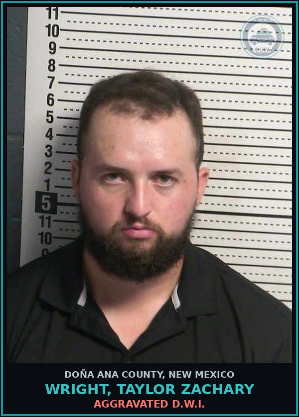 Booking mugshot of Wright, Taylor Zachary in Doña Ana County