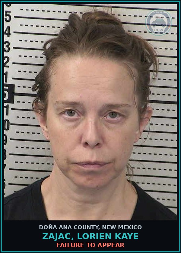 Booking mugshot of Zajac, Lorien Kaye in Doña Ana County