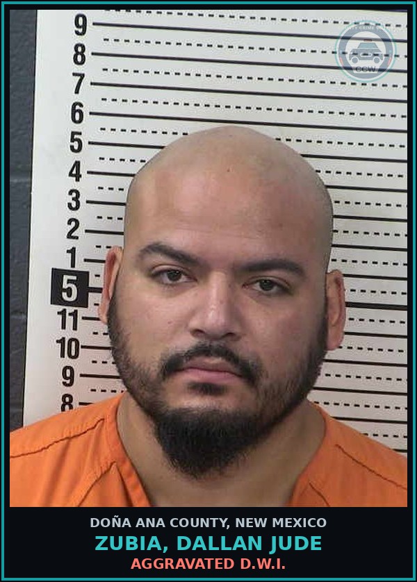 Booking mugshot of Zubia, Dallan Jude in Doña Ana County
