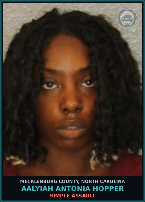 Booking mugshot of AALYIAH ANTONIA HOPPER in Mecklenburg County