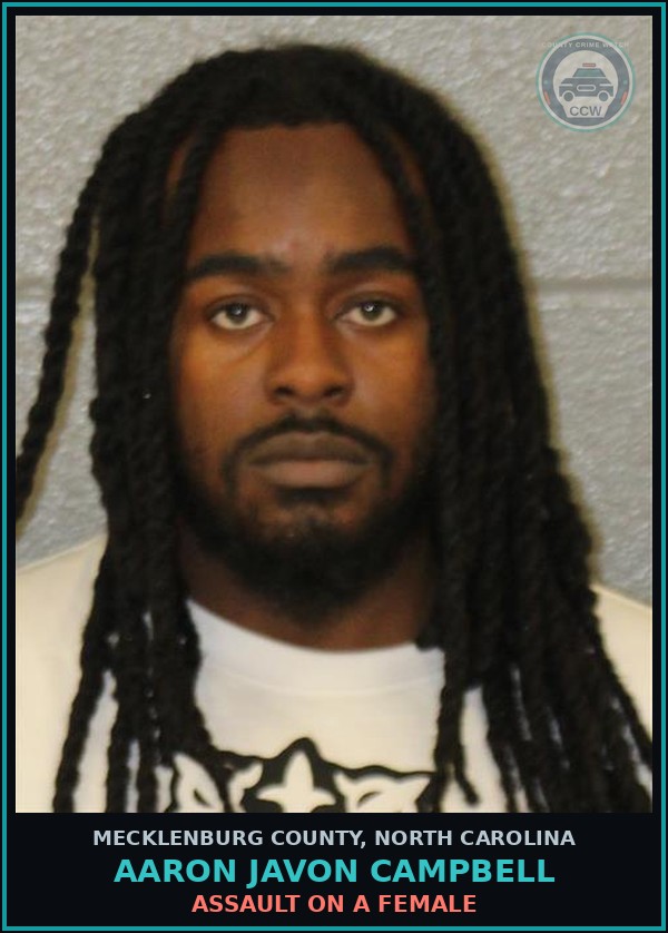 Booking mugshot of AARON JAVON CAMPBELL in Mecklenburg County