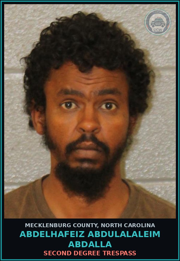 Booking mugshot of ABDELHAFEIZ ABDULALALEIM ABDALLA in Mecklenburg County
