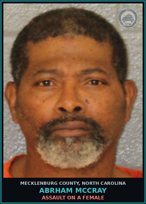 Booking mugshot of ABRHAM MCCRAY in Mecklenburg County