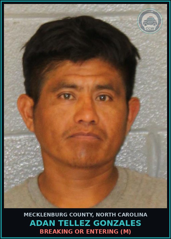 Booking mugshot of ADAN TELLEZ GONZALES in Mecklenburg County