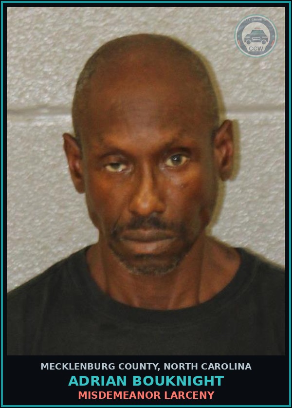 Booking mugshot of ADRIAN BOUKNIGHT in Mecklenburg County