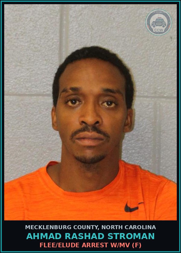 Booking mugshot of AHMAD RASHAD STROMAN in Mecklenburg County