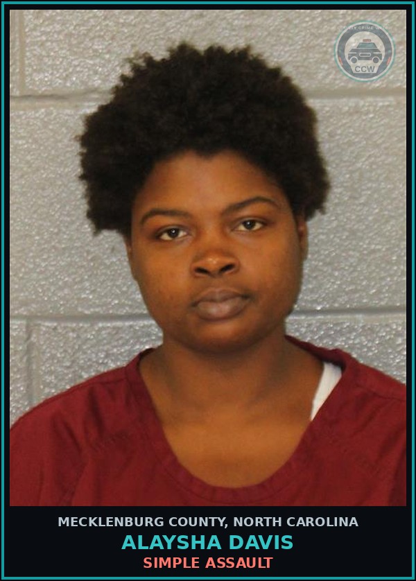 Booking mugshot of ALAYSHA DAVIS in Mecklenburg County