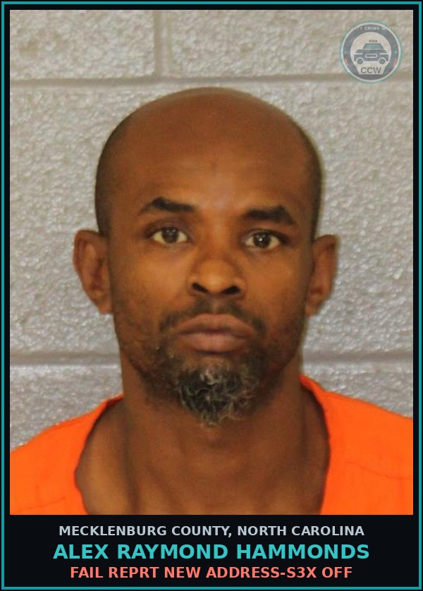 Booking mugshot of ALEX RAYMOND HAMMONDS in Mecklenburg County