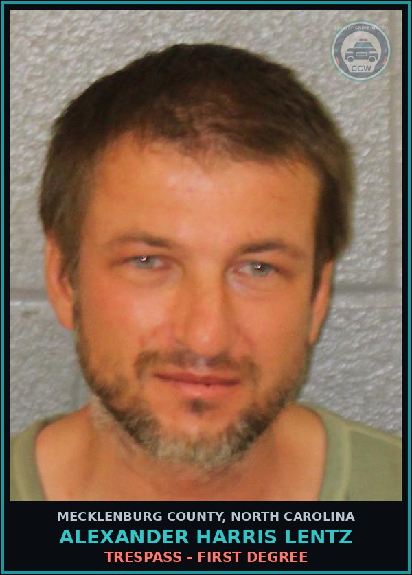 Booking mugshot of ALEXANDER HARRIS LENTZ in Mecklenburg County